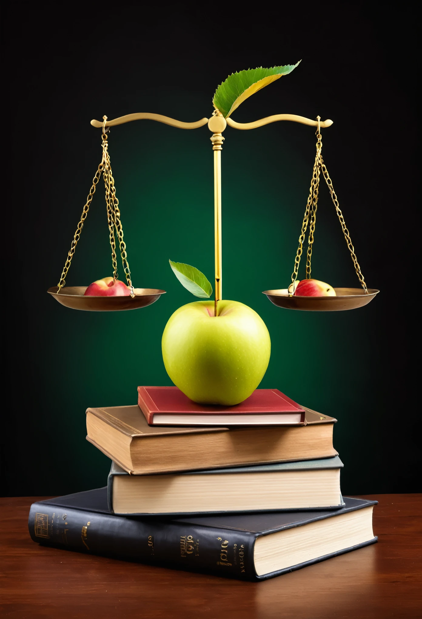 Logo con una manzana ,balanza y libros