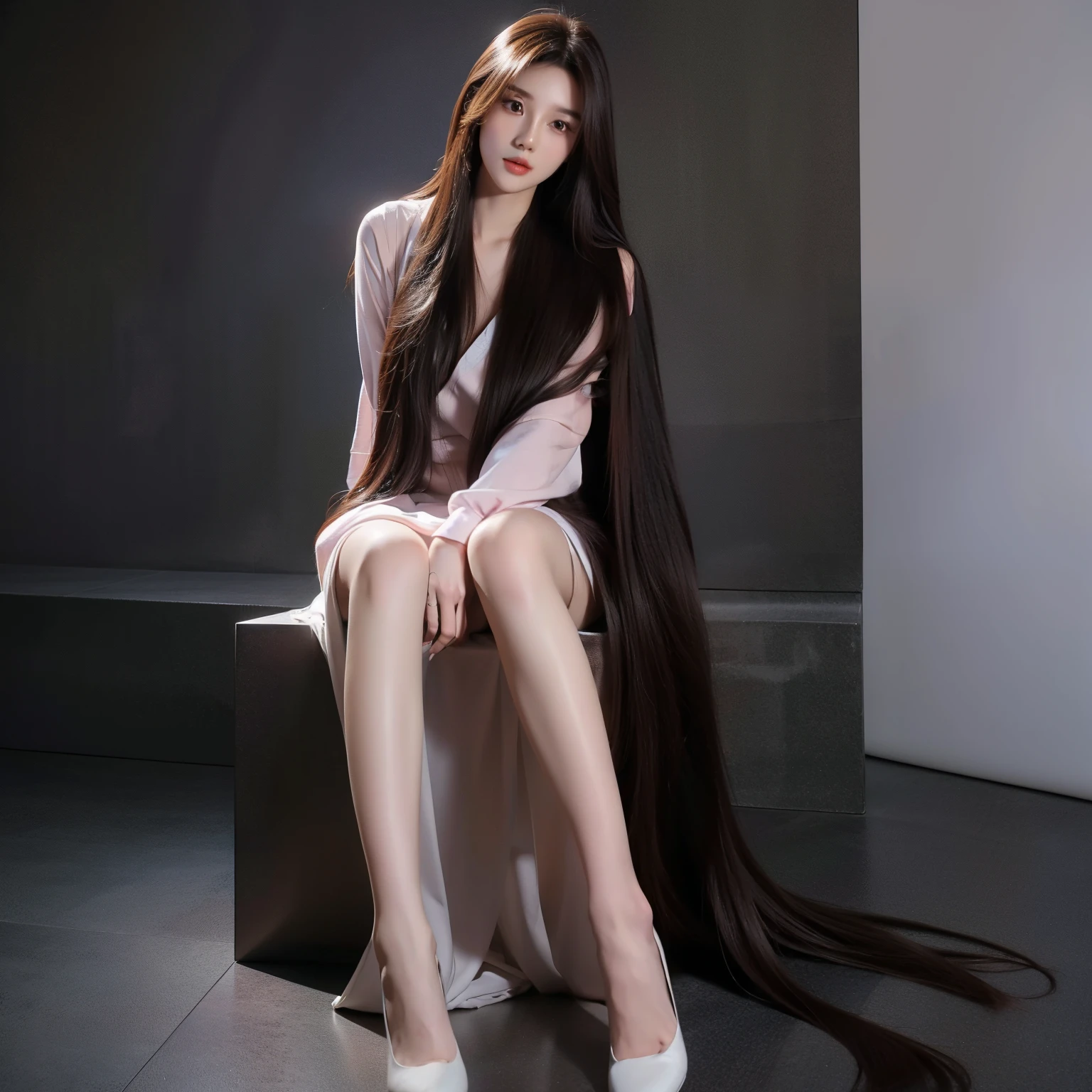 Super long hair、Best image quality、highest quality、Highest Resolution、Ultra-realistic photos、Full body photo、1 girl、Very beautiful face、超Super long hair、Hair length(approximately).5Meters、Straight dark brown hair、Hair longer than height、Hair'It hasn't been cut in over 20 years.、Slender body、naked、World Long Hair Contest Winner、Very long hair that fills the screen、The longest hair in the world、The most abundant hair in the world、The most beautiful hair in the world、My long hair is all over the room..、My long hair makes the whole room dark、Long hair covers her vagina、
