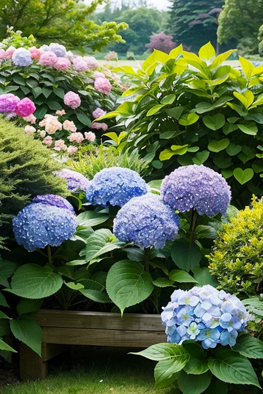 Hydrangea garden, Bird&#39;s-eye view