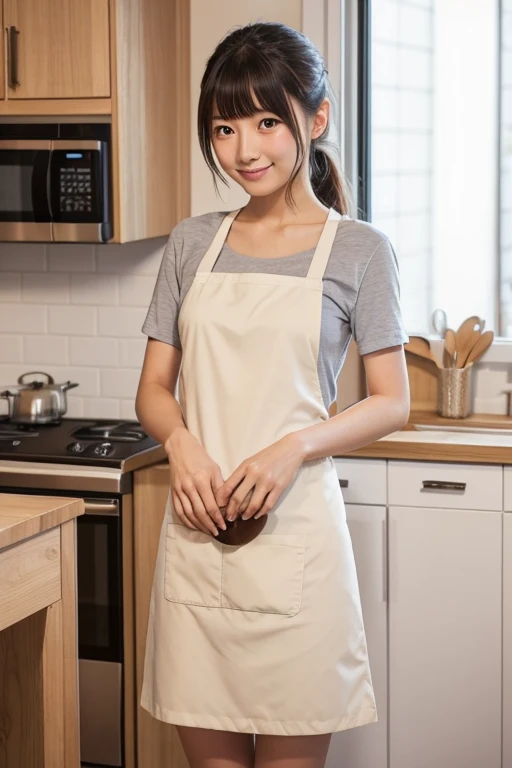 Japanese women young Completely naked Small apron kitchen