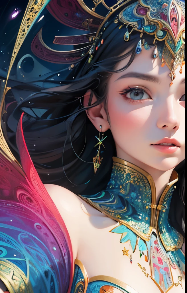 (masterpiece, highest quality, highest quality, Official Art, beautifully、aesthetic:1.2), (One girl), Very detailed,(Fractal Art:1.3),colorful,Most detailed