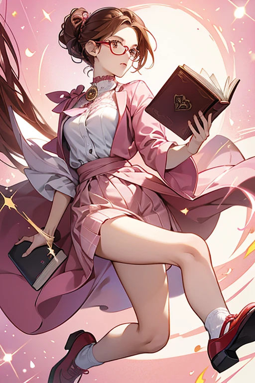 Jamanetchi resembles a woman in a pink suit, wearing a white top underneath. She has brown hair and wears glasses. She has red shoes and is often seen carrying a book with a clasp. SPARKLE; GLITTER