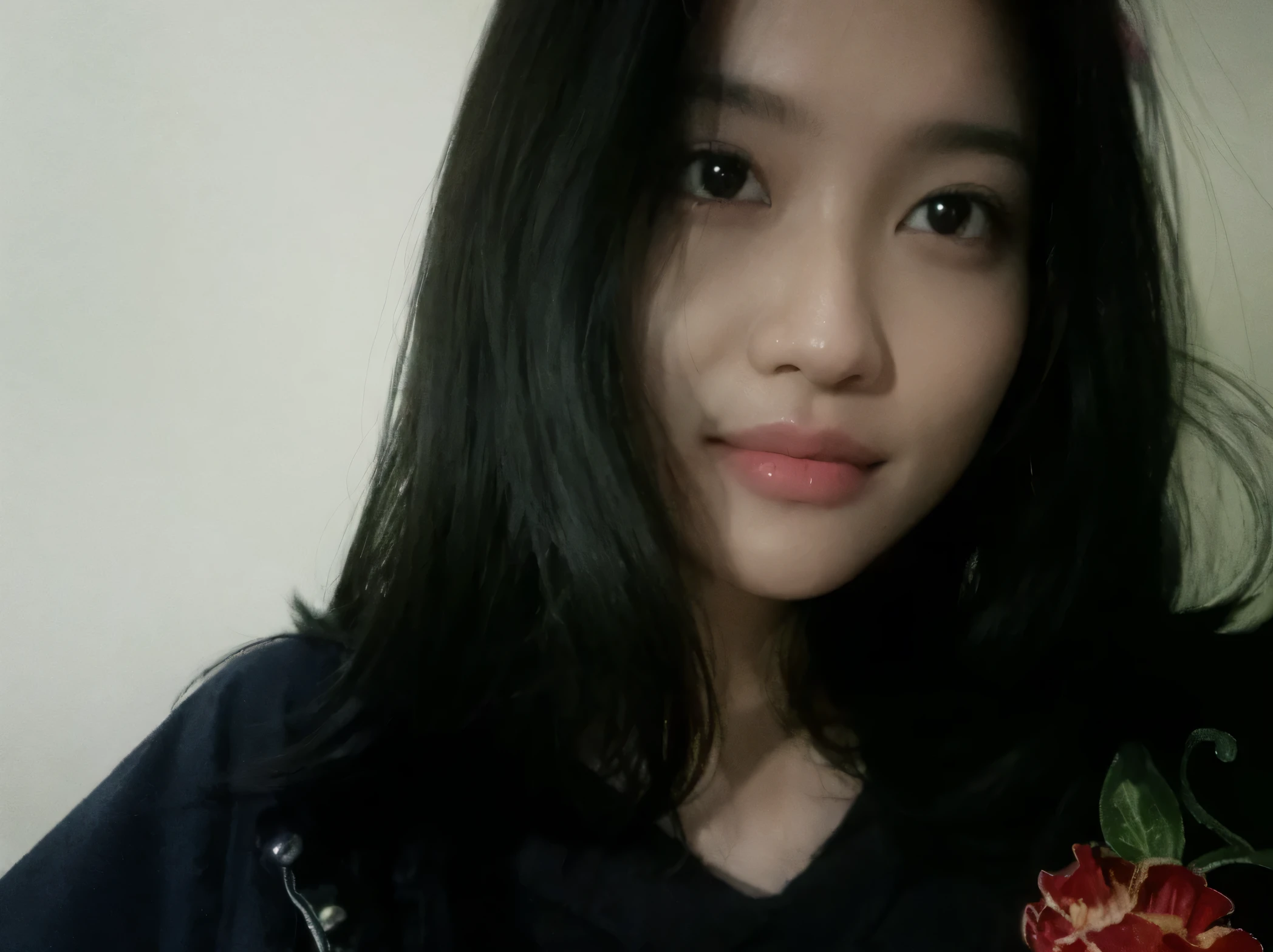 best quality, masterpiece, ultra high res, photorealistic, 1girl, offshoulder, smile ,
