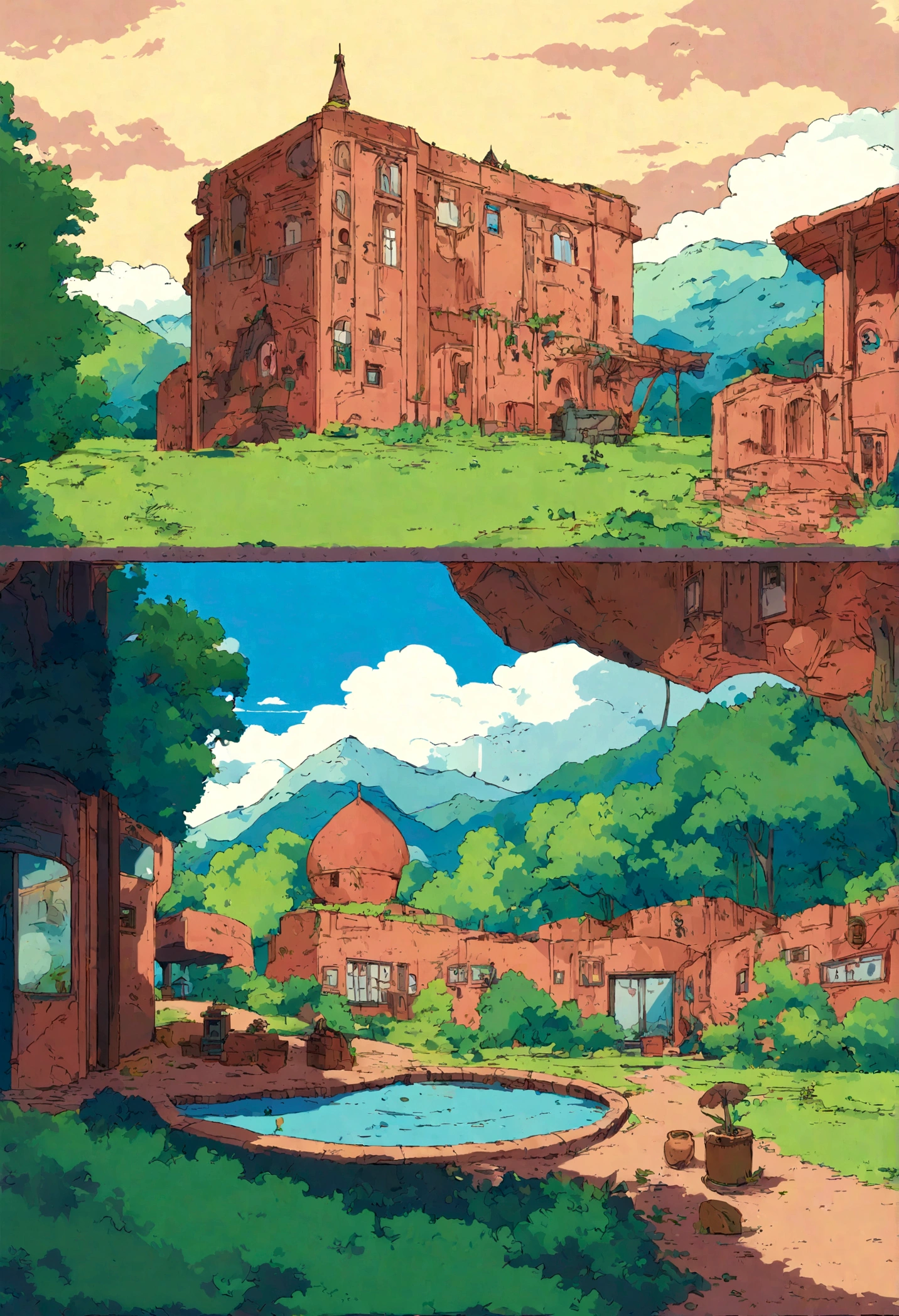 youtube banner, environment, illustration, template, gaming, studio, nature, post-modern, architecture, ghibli style, animeyoutube banner, environment, illustration, template, gaming, studio, nature, post-modern, architecture, ghibli style, anime