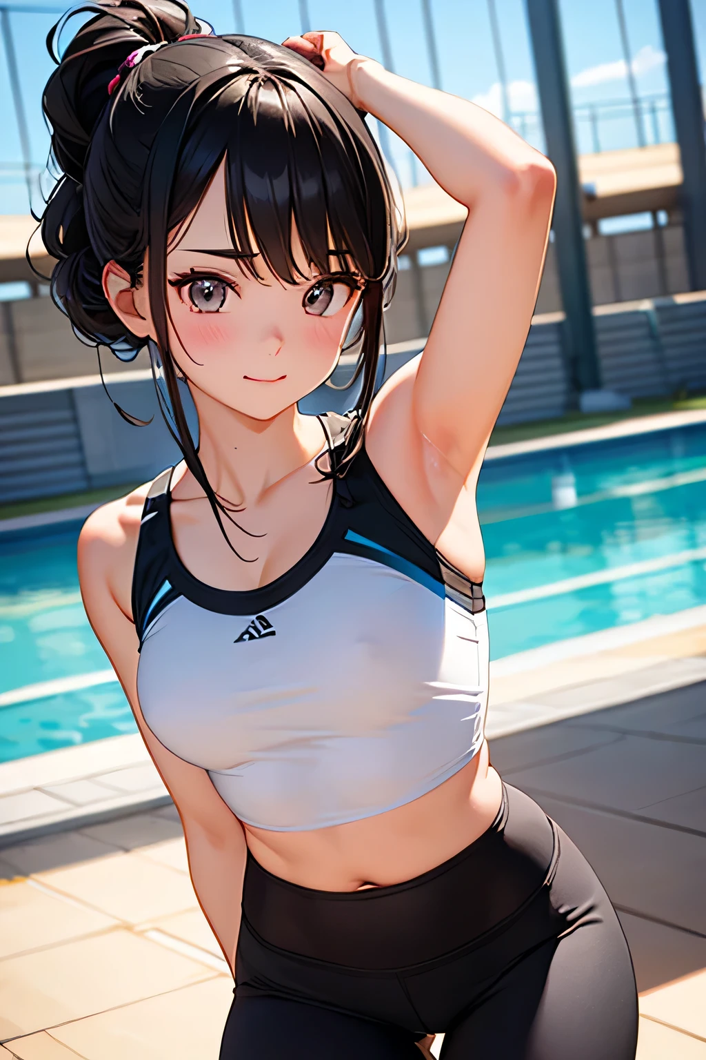 highest quality、High resolution、Detailed Background、(Beautiful face in every detail:1.4)、Anatomically correct、(Detailed facial expressions)、(Detailed eyes:1.2)、 beauty、(Highly detailed face:1.4)、Black Hair、Brown Hair、Bobcut、Braided Ponytail、well-groomed eyebrows、Athletics Stadium、Perfect body line、Thick thighs、Accentuate your butt、Healthy Beauty、
Stretching with a friend、High-five your teammates and share the joy、Sitting with friends during break、Staying hydrated、A concentrated expression of someone practicing、Smiling while talking with friends、Fun atmosphere、
Fitted crop tops and bodysuits、Mesh design on the back and sides、High-waisted fitted running shorts or leggings、Cutting that accentuates the body line、Comfortable fitting running shoes、A simple sports watch and a thin hair band、A fitted sports bra or a tank top that exposes a moderate amount of skin、cute