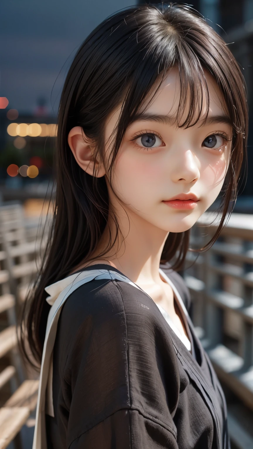 Polychrome, One girl, night, dark, Black Hair, View Viewer, Upper Body, In-person audience, Limited edition palette, Black background, Shine,