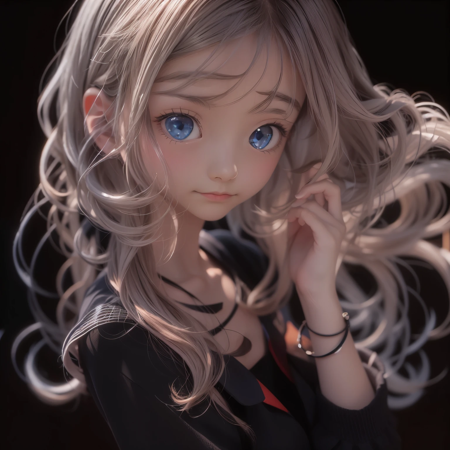 Polychrome, One girl, night, dark, Blonde, View Viewer, Upper Body, In-person audience, Limited edition palette, Black background, Shine,
