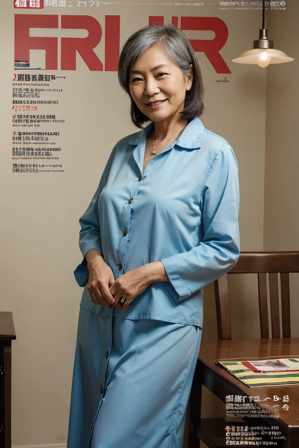 Old woman,asian,smiled, Half-length photo, magazine style