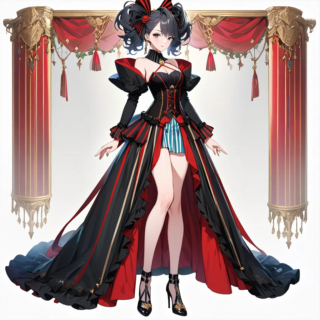 Imagine a illusionist girl in the circus, full body, high definition, detailed