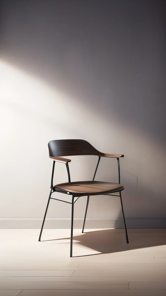 a close up of a Chair with a black seat and a wooden back, from me, Chair, black Chair, single Chair, Inspired by Tsuji Kako, ivy, Chairs, Very simple, Panorama, Exquisite and simple structure, 2 d cg, wood Chair, Medium Polyester, armChair, Inspired by David Chipperfield, painting