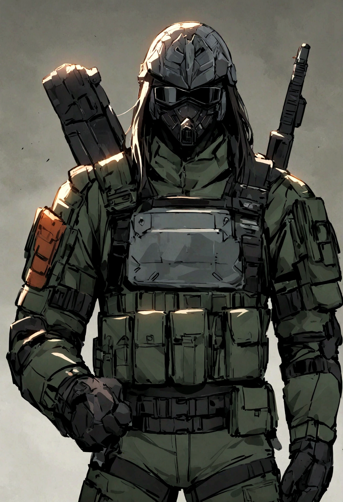 Um logotipo da equipe de Airsoft "Nordic Strike Force". Apresenta um  jovem  guerreiro viking feroz e estilizado de perfil virado para direita, com capacete militar camuflado que imite os rangers americanos modernizado ,with black beards and armor adorned with intricate Nordic patterns. No fundo, the silhouette of a modern M4A1 rifle and an ax is prominently displayed, symbolizing precision and expertise and with the writing NORDIC STRIKE FORCE in the background with slight emphasis. The overall design is bold, inspiring and easily recognizable, capturing the essence of Norse warriors combined with the modernity of a special tactical unit. The absence of horns in the design ensures a sophisticated and professional appearance.