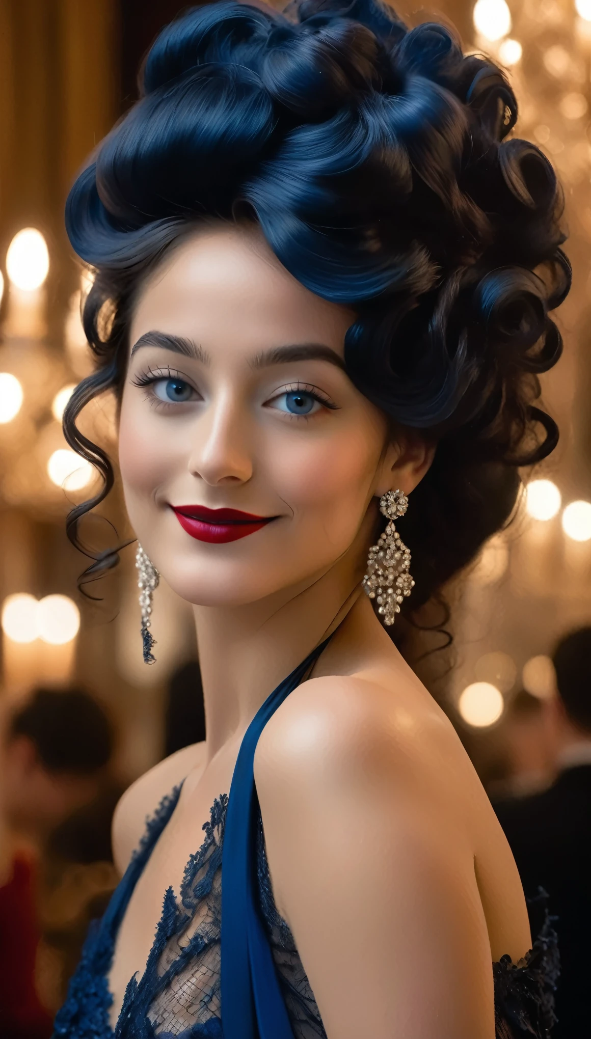 (Hi-Res, Masterpiece: 1.2), (Realistic: 1.37)” (Top Quality, Hi-Res, Super Detail, Real) Amidst the swirling cigar smoke and the sweet tones of live music, the dim atmosphere of 19th century Paris. There stands a fascinating figure: a 17-year-old cabaret dancer. Her portraits capture the essence of her bygone era, giving off an aura of charm and grace.
(She is half French and half Japanese, and is a stunning beauty with dark blue eyes and a high nose:1.1). She stares into the distance with a mysterious smile on her lips and blue eyes that sparkle like diamonds reflecting the light of her flickering candles. Her delicate features are framed by a cascade of ebony curls styled in the fashion of her time and adorned with a single crimson rose nestled in dark waves.
Clad in silk fabric that seems to shimmer with her every graceful movement, she embodies both her youth and sophistication. The curves of her slender frame are accentuated by the intricate lace and satin of her outfit, a testament to the meticulous craftsmanship of Parisian haute couture.
Her calm posture has a hint of defiance mixed with vulnerability, representing a young woman navigating the complexities of life in a bustling metropolis. But beneath her surface lies her untamed spirit, one that finds in the rhythms of dance and solace in the whispered secrets of the night.