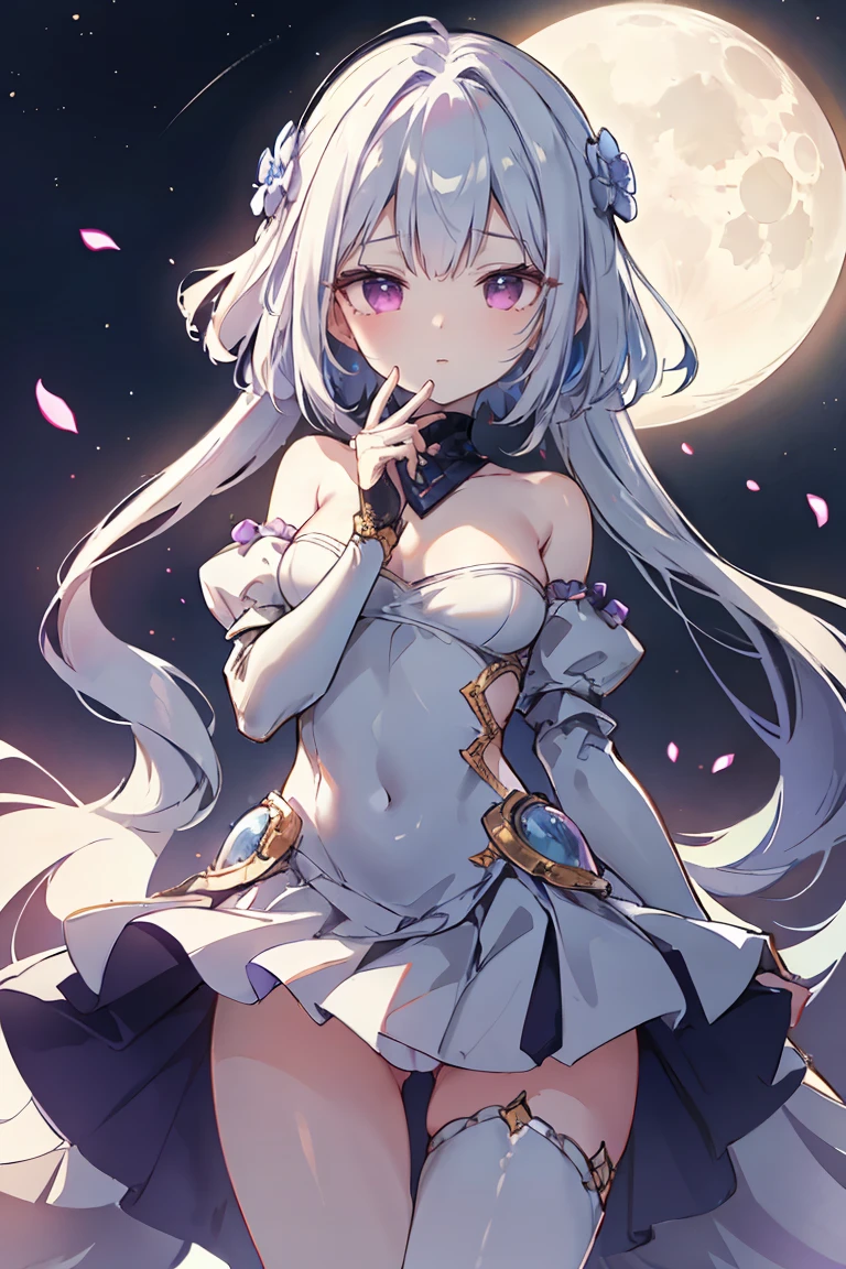 1girl, anime, cute girl, blank background, white background, fantasy, detailed fantasy dress with highlights, beautiful face, beautiful eyes, dark colors, black hair with multicolor streaks, red eye with different color pupil in eye, multicolor eye, medium breasts, slight cleavage, beautiful skin, cute, breast curtains, extremely delicate and beautiful, (beautiful detailed face:1.0), (detailed deep eyes), symmetrical breasts, deep eyes, shiny skin, portrait, slender waist, hips wider than shoulders, thighs, expressionless, young girl, luminous eyes, adorable，（Kpop idol）,（aegyo sal：1），（Platinum blonde hair：1），（（puffy eye）），Black panty，sexy posture，Superskirt, Ultra-high resolution，Black collar，slim figure, Abdominal y tattoo, womb tattoo，Tight-fitting leg ring，y tattoo on half-body，Bare skin, Armored hand，Hidden fingertips，Hand covered，Arm covered，Fist covered,{{beautiful detailed fingers}}, tufts of hair, moderate beautiful breast:1.0,(masterpiece:1.2), best quality, high-res, HDR, perfect face, intricate armor, delicate blue filigree, intricate filigree, red metalic parts, detailed part, dynamic pose, dynamic lights, cute face, neutral expression, shuimobysim, lotus, hanfu, maxi skirt, dress conservatively 1girl, solo, long blue hair, standing, One lady,14years,((White hair) ,(Shiny purple bodysuit with microskirt),((Fantasy, Moon Night)), gradient_eyes,