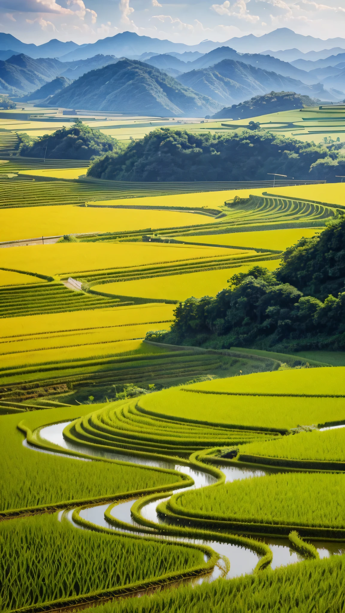 (best quality:1.4),(Best results:1.4),(Ultra-clear picture quality:1.4),(Ultra-sharp details:1.2),Mangseed solar terms,Close-up of the Great Plains,Farmers planting rice,Farmers wearing bamboo hats,Lush green rice fields,Farmers planting rice in rice fields,beautiful scenery,Photo screen,