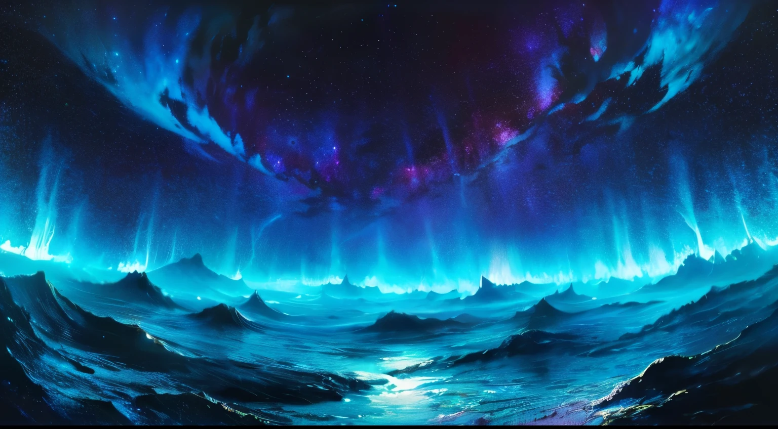 雨粒と湖のある色鮮やかなnullの絵, Acrylic painting by Sophie Pemberton, tumbler, Space Art, Iridescent rain, Atmospheric artwork, Nebula reflection, Fantastic Light, it&#39;s raining, 星間嵐の明るいnull, Vibrant magical light in the distance, Mysterious Light, Rob McNaughton, null, Shining Reflection, beautiful art, beautiful
