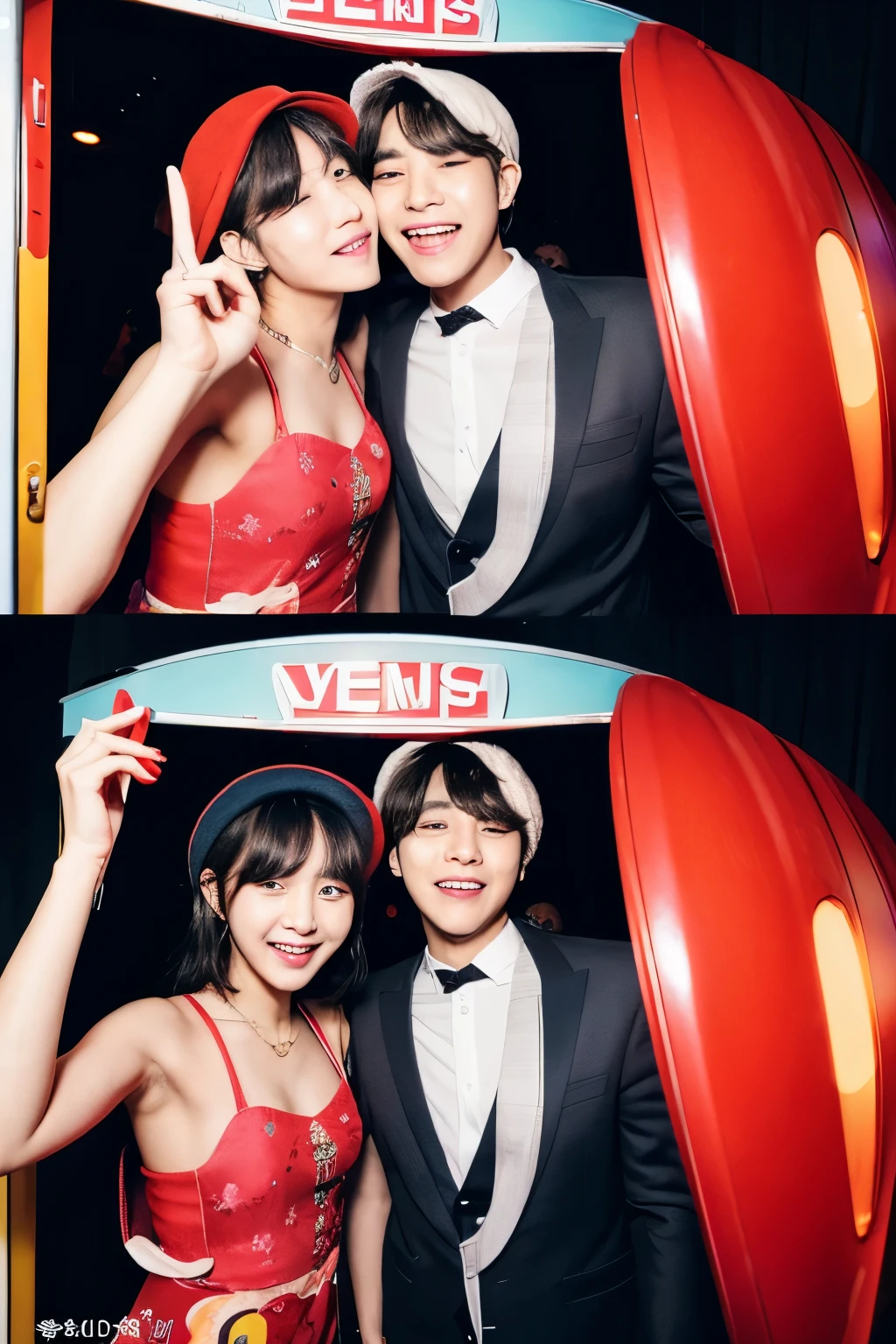 bts taehyung and bts suga in a couple photobooth 