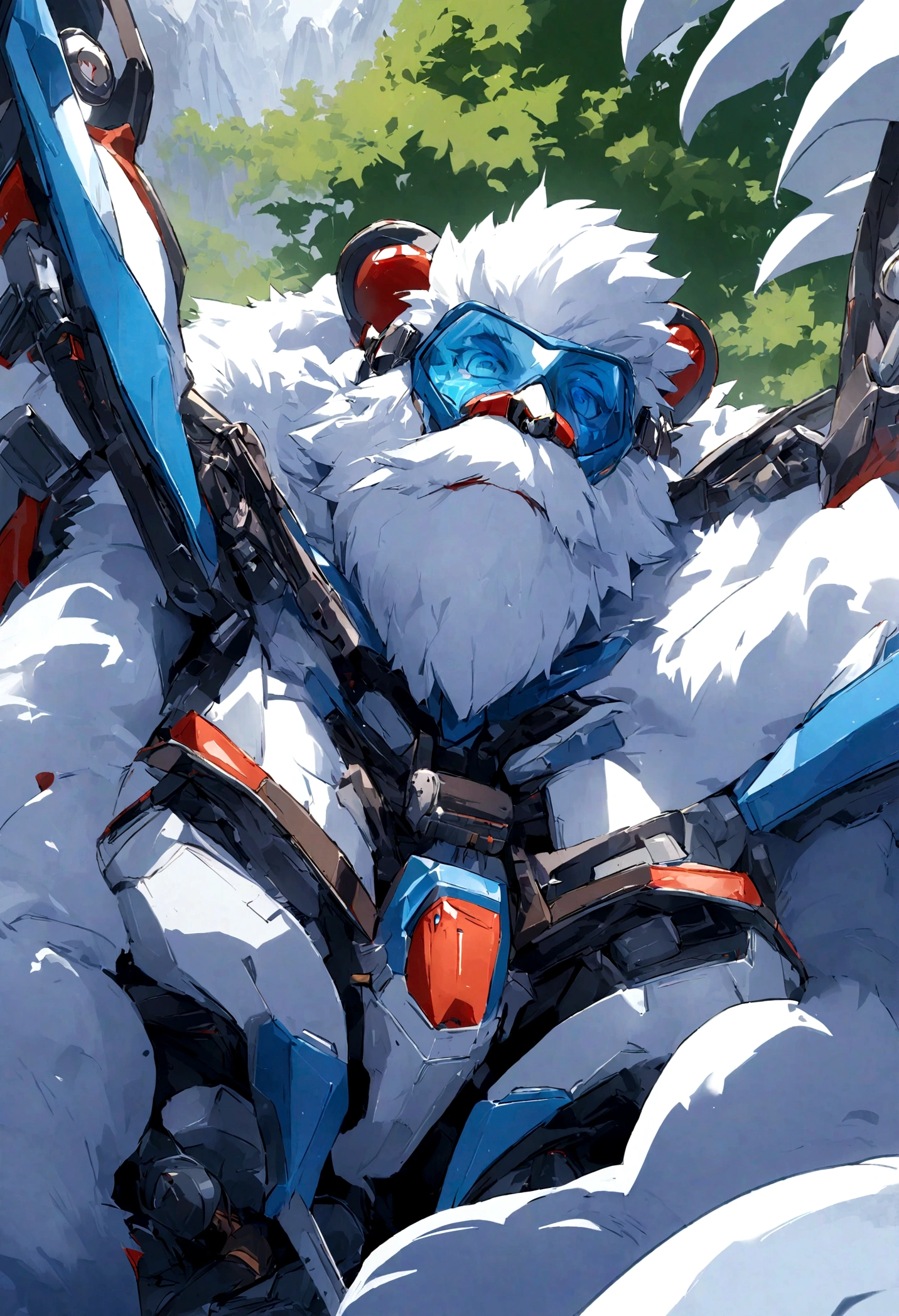 yeti tierno tomando helado manejando una motocicleta