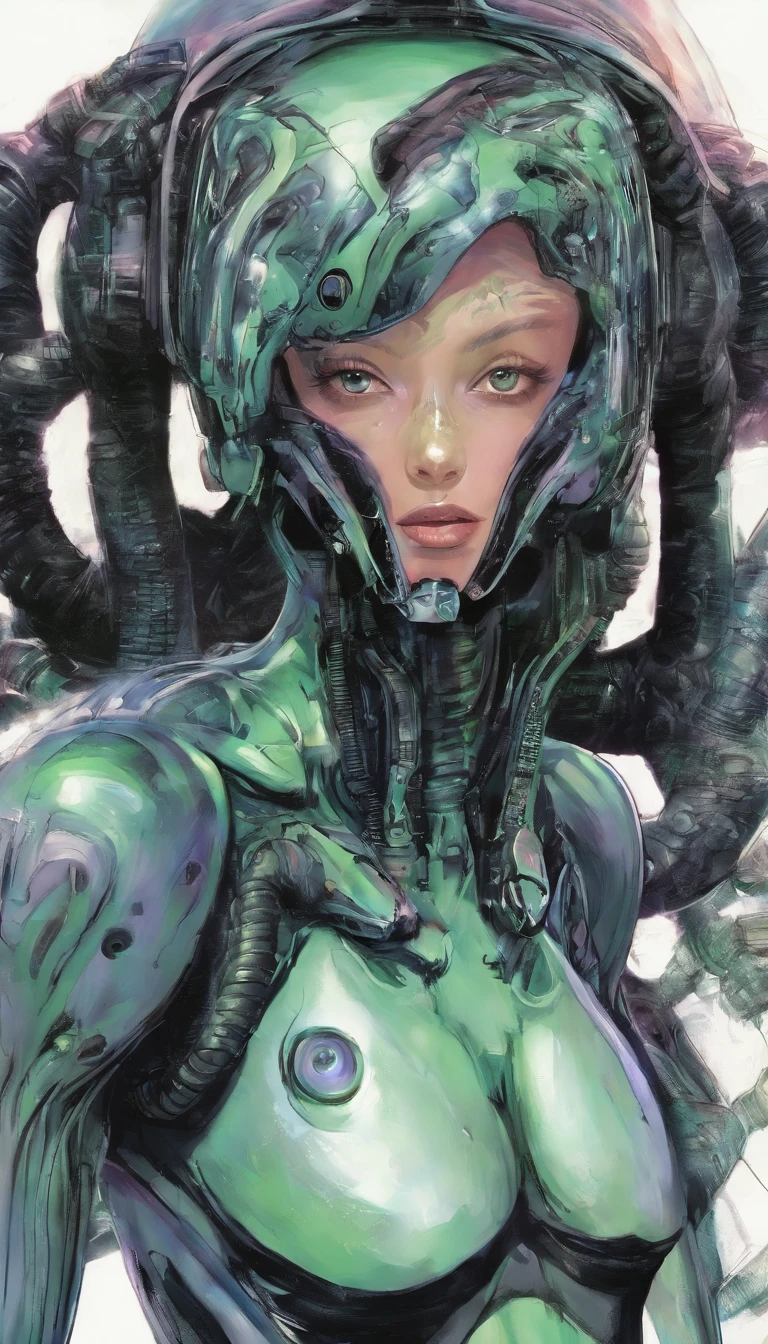 anime mantis_girl with the Jennifer Lopez faces features, Jennifer Lopez_mantis in anime by (Shin'ichirō Watanabe)