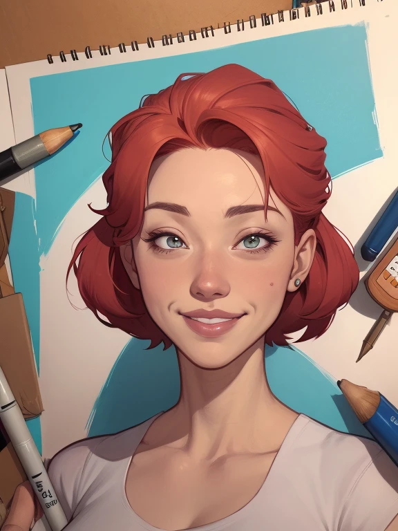 um desenho animado de uma mulher com um sorriso no rosto, retrato de desenho animado, arte dos desenhos animadosstyle, pintura digital de desenho animado, por Jason Chan, arte de pintura digital dos desenhos animados, arte digital dos desenhos animados, arte dos desenhos animados style, arte dos desenhos animados, por Ryan Yee, desenho animado de arte digital, cartoon style illustration, em estilo cartoon, arte conceitual de desenho animado, desenho animado realista, Design de personagens de retrato