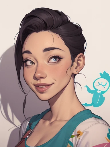 um desenho animado de uma mulher com um sorriso no rosto, retrato de desenho animado, arte dos desenhos animadosstyle, pintura digital de desenho animado, por Jason Chan, arte de pintura digital dos desenhos animados, arte digital dos desenhos animados, arte dos desenhos animados style, arte dos desenhos animados, por Ryan Yee, desenho animado de arte digital, cartoon style illustration, em estilo cartoon, arte conceitual de desenho animado, desenho animado realista, Design de personagens de retrato