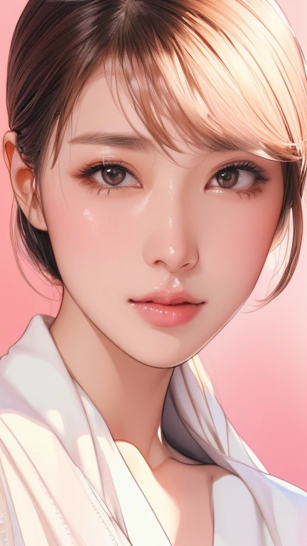 Arabian woman in white robe looking at camera, Soft Portrait Shot 8k, Young and adorable Korean face, Beautiful Japanese girl face, Beautiful and delicate face, Full - Close-up portrait of the face, Young woman's face, Sharp beautiful face, A lovely and delicate face, Close-up portrait photography, Light makeup focus, Medium Portrait Soft Light, Close up face female portrait