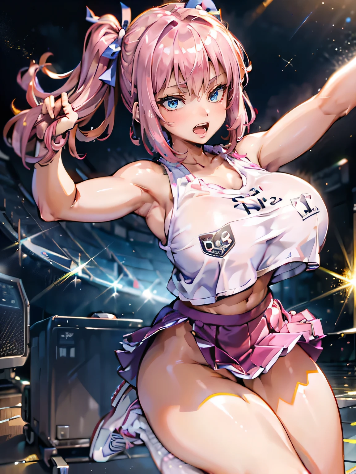 (teeth), Bubble Butt, Bouncy ass, (backiniew:1.2), masterpiece, curiny, (masterpiece:1.2), highest quality, High resolution, unity 8k wallpaper, Huge boobs, built , Juicy Cameltoe,(figure:1.0), (Beautiful fine details:1.6), Highly detailed face, Perfect lighting, Highly detailed CG, (Perfect hands,Perfect Anatomy), (Dynamic angles and poses:1.3), Good angle in shin, (One girl, One person in:1.5), Break Nakano Nino, Butterfly Hair Ornament,smile, in, Beautiful Blue Eyes, looking at iniewer, Hair Ribbon, large chest, Redhead, Blunt bangs, Black Ribbon,short hair, Thighs, Both sides up, dress, chest, :d, Cheerleader, support, Pom_Poms, (Holding_Pom_Poms:1.2), Cheerleader_uniform, mini skirt, White knee socks, Pink sneakers, large chest, Exposing shoulders,inisor_cap, BREAK
seductiine smile, einil smile, Femdum, Dancing, Blake Stadium, Outdoor, Beautiful hands and fingers