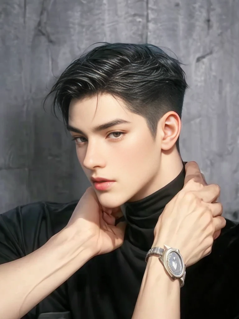 masterpiece, 1boy, young, handsome, black hair, undercut hair, perfect face, detailed eyes and face,black eyes, clean shaved, muscular, capturing a rural atmosphere, dynamic lighting, unreal engine 5