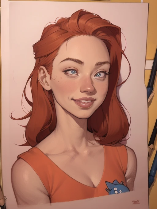 um desenho animado de uma mulher com um sorriso no rosto, retrato de desenho animado, arte dos desenhos animadosstyle, pintura digital de desenho animado, por Jason Chan, arte de pintura digital dos desenhos animados, arte digital dos desenhos animados, arte dos desenhos animados style, arte dos desenhos animados, por Ryan Yee, desenho animado de arte digital, cartoon style illustration, em estilo cartoon, arte conceitual de desenho animado, desenho animado realista, Design de personagens de retrato