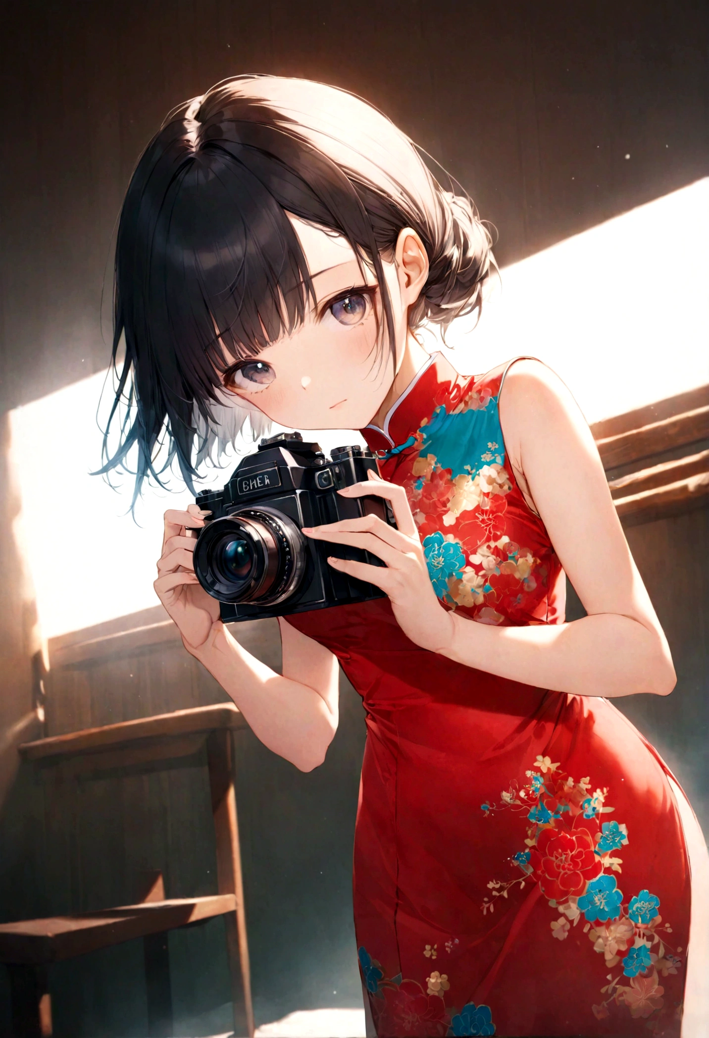 1 Girl, Cowboy Camera, cheongsam