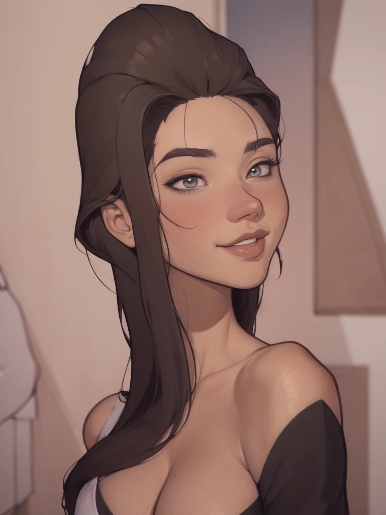 um desenho animado de uma mulher com um sorriso no rosto, retrato de desenho animado, arte dos desenhos animadosstyle, pintura digital de desenho animado, por Jason Chan, arte de pintura digital dos desenhos animados, arte digital dos desenhos animados, arte dos desenhos animados style, arte dos desenhos animados, por Ryan Yee, desenho animado de arte digital, cartoon style illustration, em estilo cartoon, arte conceitual de desenho animado, desenho animado realista, Design de personagens de retrato