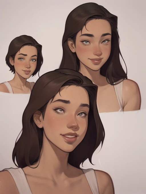 um desenho animado de uma mulher com um sorriso no rosto, retrato de desenho animado, arte dos desenhos animadosstyle, pintura digital de desenho animado, por Jason Chan, arte de pintura digital dos desenhos animados, arte digital dos desenhos animados, arte dos desenhos animados style, arte dos desenhos animados, por Ryan Yee, desenho animado de arte digital, cartoon style illustration, em estilo cartoon, arte conceitual de desenho animado, desenho animado realista, Design de personagens de retrato