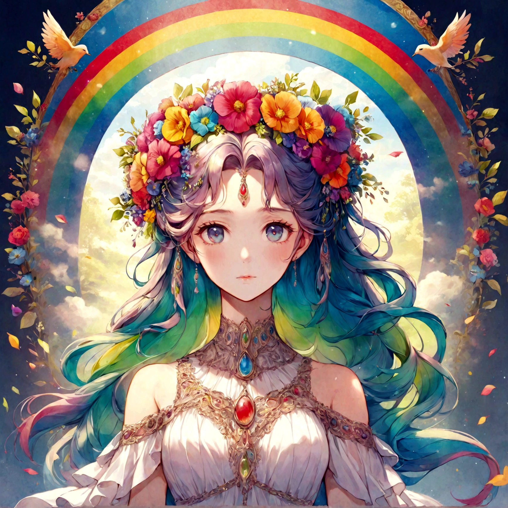 a rainbow version of goddess Persephone