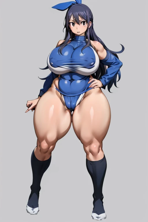 One Girl,Precise five fingers,{Knee-high socks}、(((Wide Hips)))、 (((plump and thick thighs)))、((Big Ass))、(Big Breasts) Embarrassed look,whole body、Long Hair、Sexy pose,Tank top、pants、Tight clothing