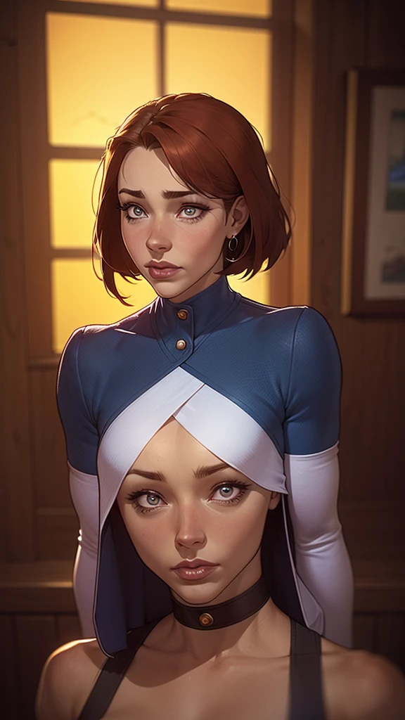 tem uma mulher com uma jaqueta preta e uma gargantilha vermelha, garota de anime na vida real, Alena Aenami e Artgerm, Retrato de Sophie Mudd, impressionante retrato de rosto de anime, Alena Aenami e Lilia Alvarado, aenami alena, Eva Ventrue, Anastasia Ovchinnikova, anime hiper realista, retrato suave fotografado em 8k, cosplay realista