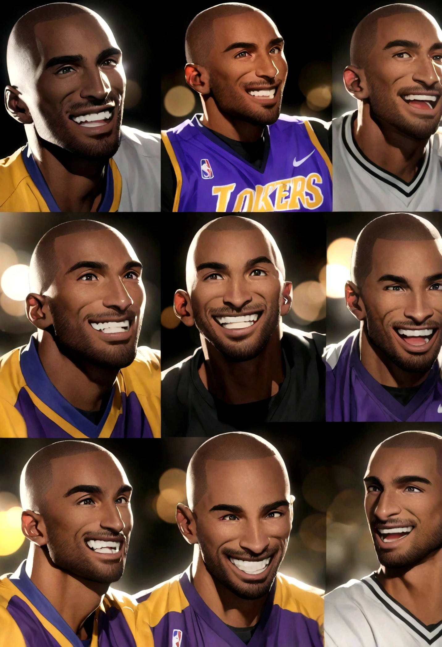 Kobe Bryant,Anime Characters,Playing football,Clenched hands in celebration,Detailed facial expressions,Bright colors,High resolution,Physically Based Rendering,Studio Lighting,Super Fine,Bokeh,portrait