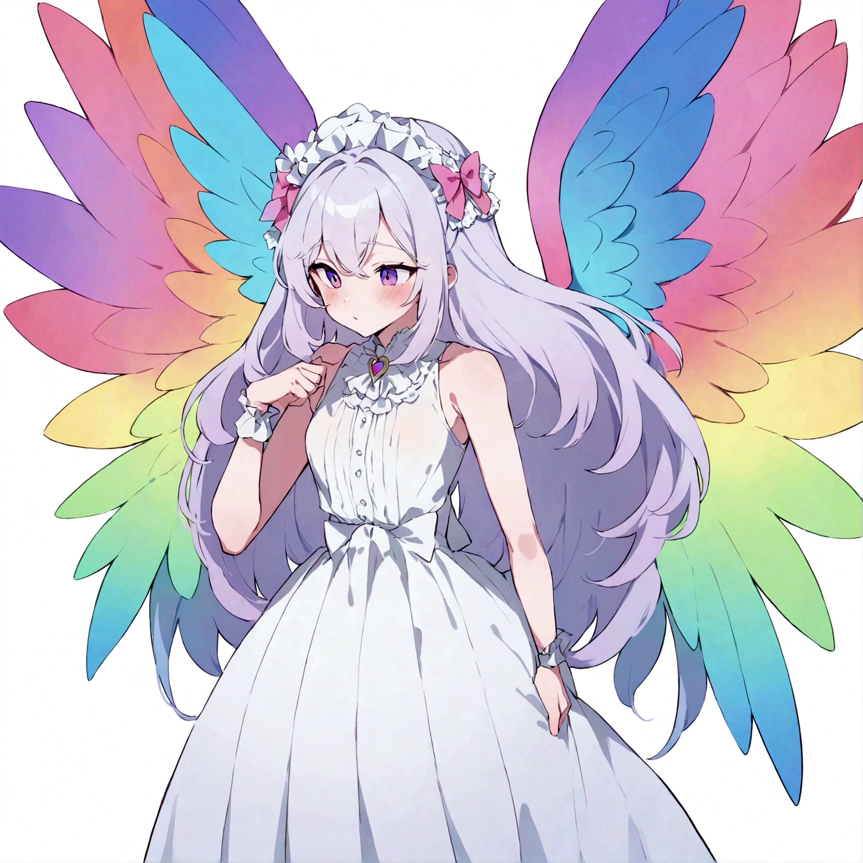 a sexually ambiguous person, pride, has rainbow wings, dressing fancy