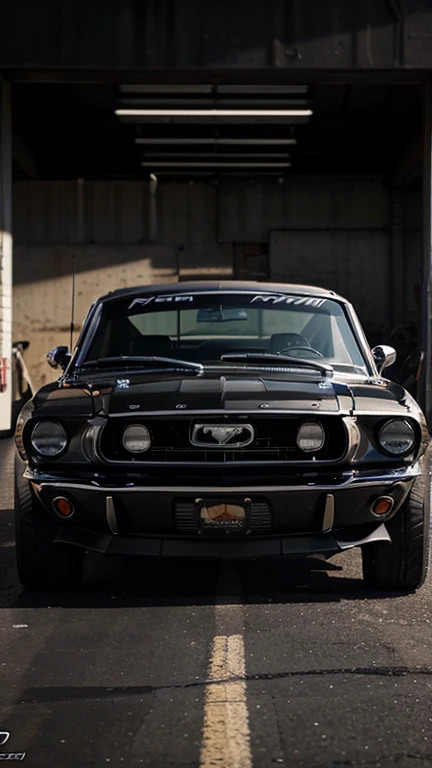 1967 ford mustang, sleek modern tuning, aggressive body kit, high-performance racing brakes, detailed engine, intricate chrome details, glossy black paint, cinematic lighting, photorealistic, 8k, hyper detailed, highly realistic