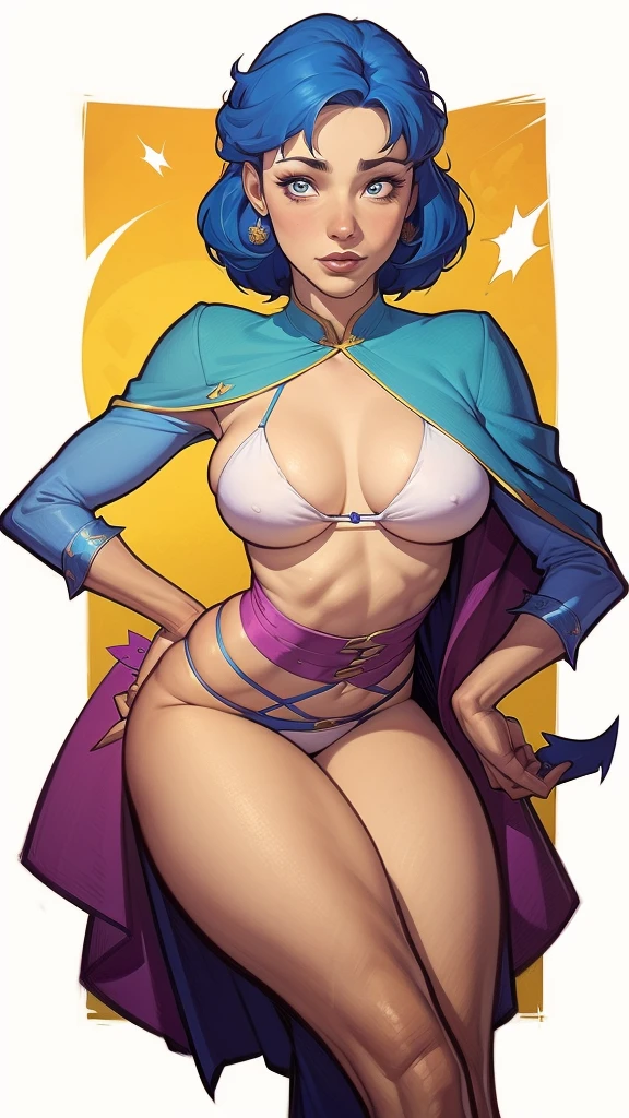 a close up of a woman in a bikini and a cape, Lois van Baarle e Rossdraws, CO Commission, personagem do rei dos lutadores, personagem de estilo anime, high resolution commission, no estilo digite germe, style digite germe, modelo uniforme | digite germe, fanart requintada altamente detalhada, extremely detailed digite germe, inspirado em rossdrawsdigital, design de personagens altamente detalhado, arte digital detalhada coragem, Forest fan art, Design de personagens de retrato, beautiful digital illustration, retrato de alta qualidade, Arte em quadrinhos, mulher jovem cabelo com transas lindas . Queen Anna of ArendelleBeautiful lined eyes Medium large bust and wonderful sexy clothes. image expression of sexual desire from waist to head illustration Queen Anne of Arendelle