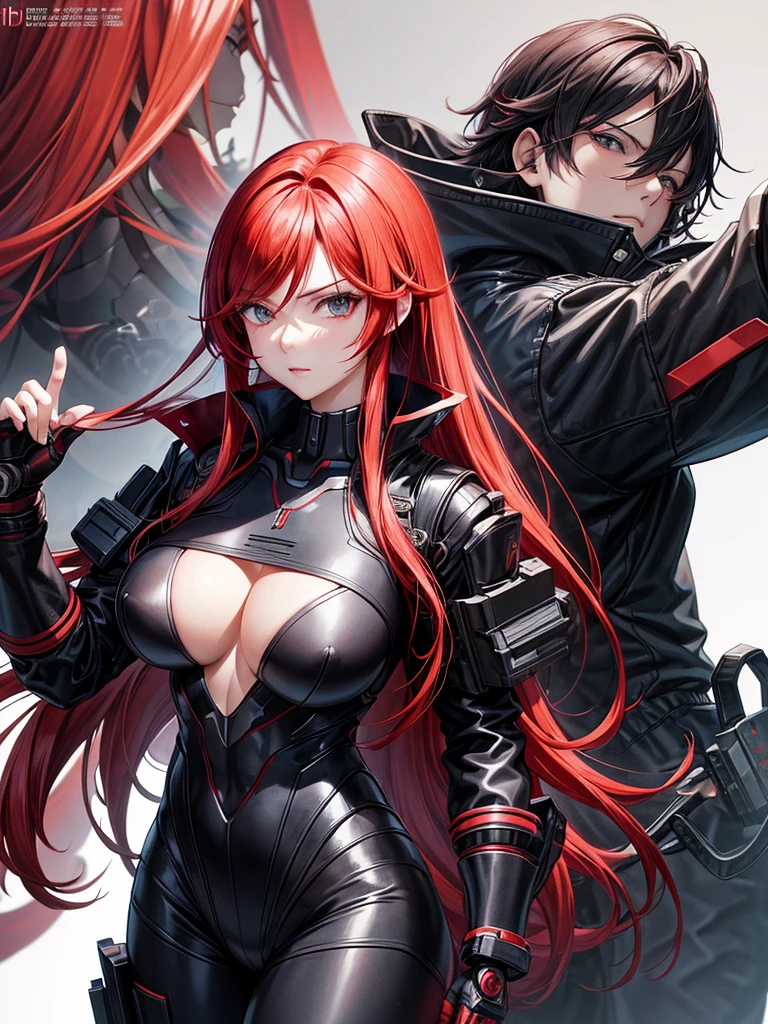 Wearing black and red clothes、red haired woman, Character portraits inspired by Kojima Fumi, pixiv, New line plus, Attractive anime girl, Oppei Cyberpunk, Detailed anime character art, female anime character, Rias Gremory, Biomechanics OPPEIN, Asuka suit under clothes!, Official Character Art, Charming anime girl, Kitagawa Marin Fan Art