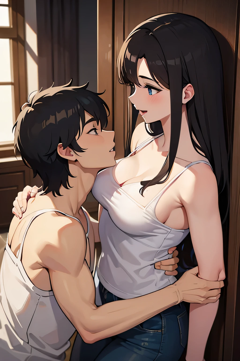 Hermosa milf , and a 22-year-old university male kissing