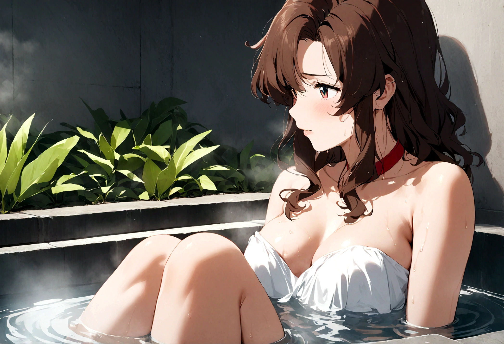 1girl, murrue ramius, gundam, taking a bath