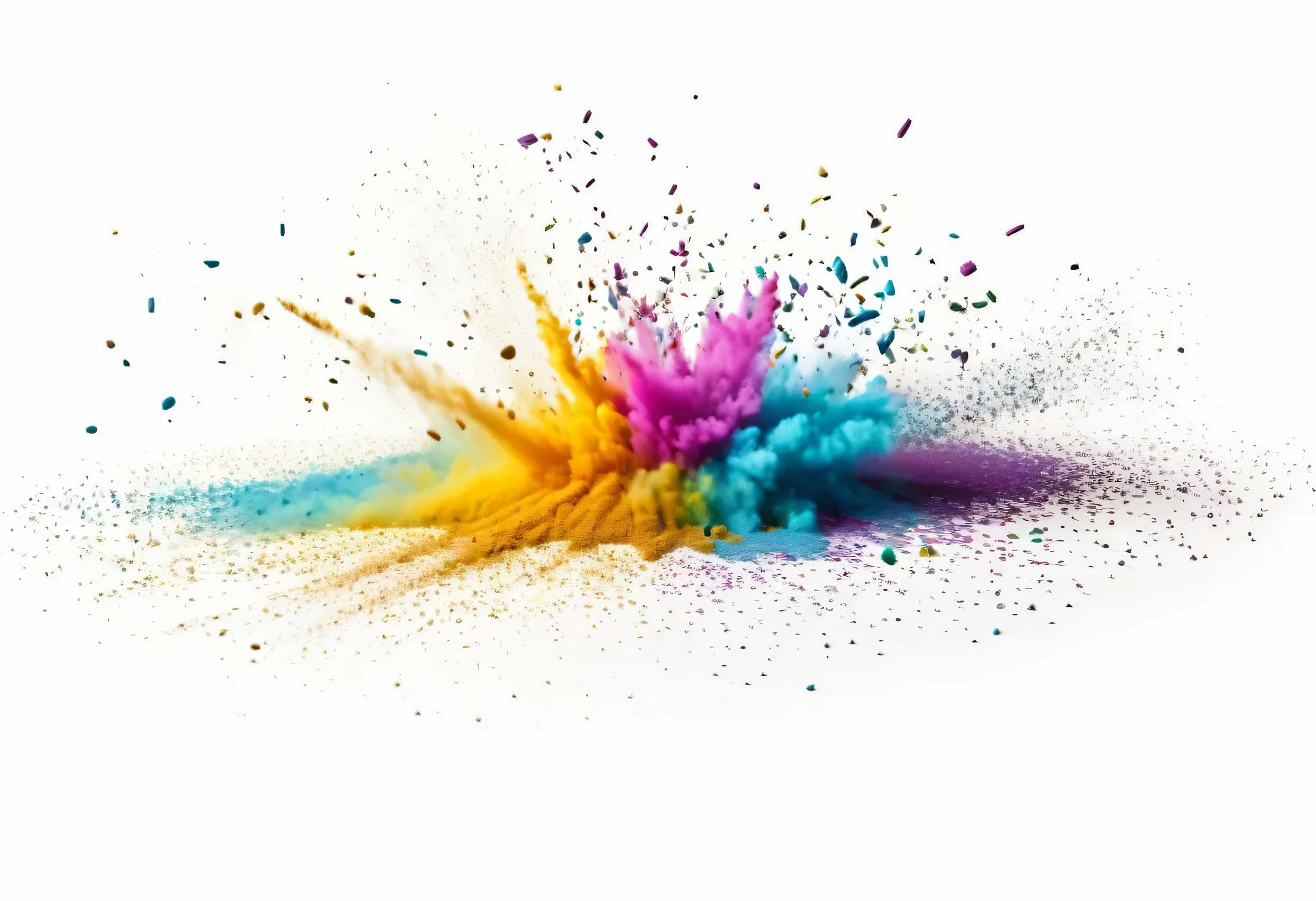 colorful exploded dust on white background