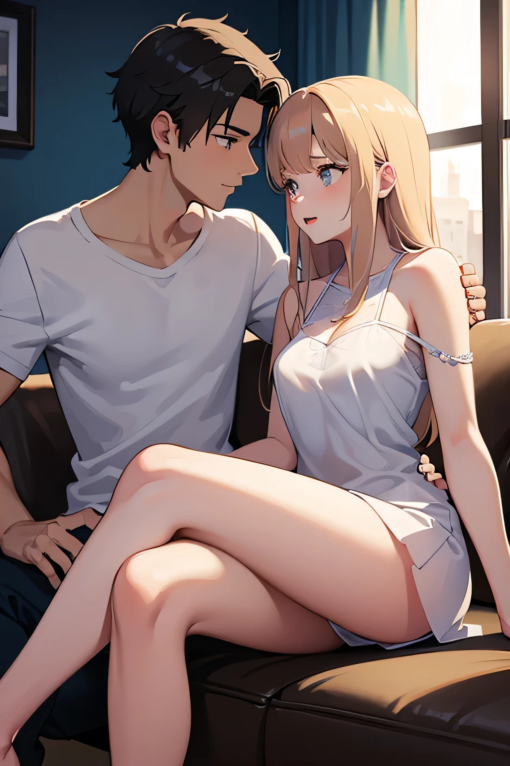 Beautiful girl and a handsome 17 year old touching each other's bodies sexually