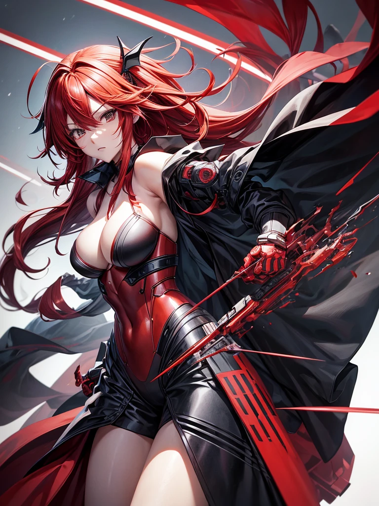 Wearing black and red clothes、red haired woman, Character portraits inspired by Kojima Fumi, pixiv, New line plus, Attractive anime girl, Oppei Cyberpunk, Detailed anime character art, female anime character, Rias Gremory, Biomechanics OPPEIN, Asuka suit under clothes!, Official Character Art, Charming anime girl, Kitagawa Marin Fan Art