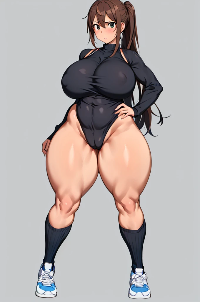 One Girl,Precise five fingers,{Knee-high socks}、(((Wide Hips)))、 (((plump and thick thighs)))、((Big Ass))、(Big Breasts) Embarrassed look,whole body、Long Hair、Sexy pose,Tank top、pants、Tight clothing