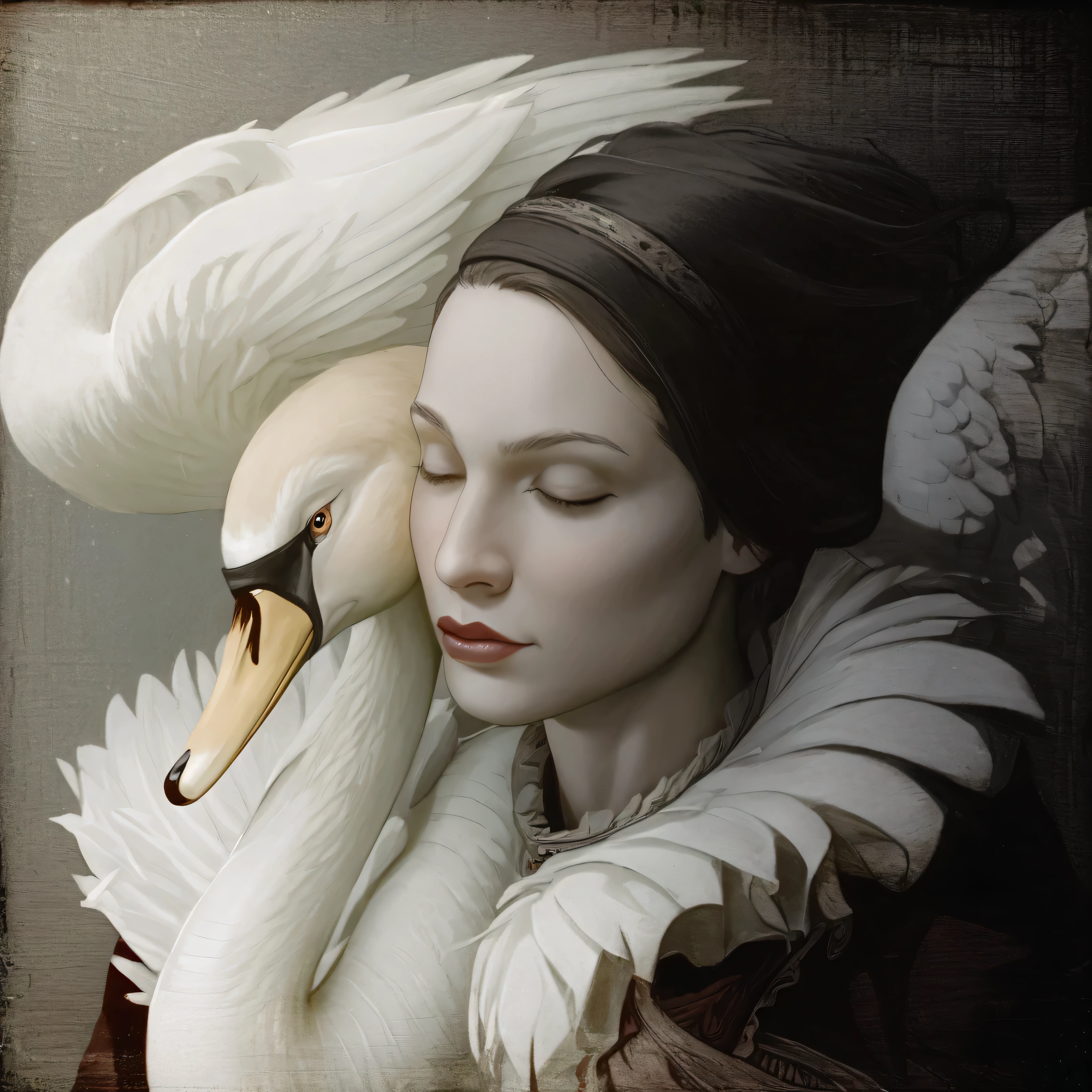 there is a woman with a swan on her head, natalie shau Tom Bagshaw, artstyle Tom Bagshaw, art Tom Bagshaw, darius zawadzki and Tom Bagshaw, Tom Bagshaw ) ) ), Direction: Mathieu Le Nain, inspired Direction: Mathieu Le Nain, inspired Tom Bagshaw, arte sonhadora, Tom Bagshaw. oil painting
