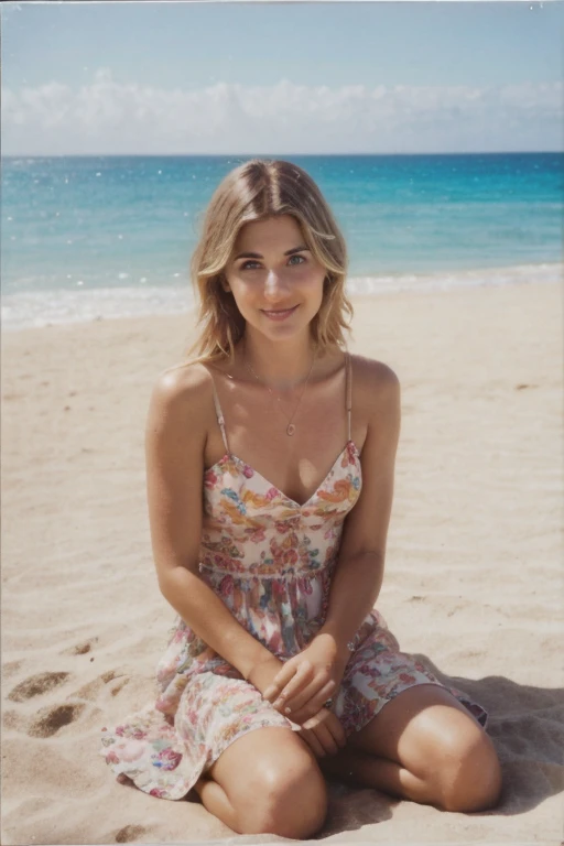 (Masterpiece),polaroid 600 instant camera, ((candid shots)), ((candid pictures)) best quality, elegant pose, vibrant, exotic beach background,  25 year old girl, (Kaley Cuoco:0.8), (Camilla Belle:0.9), (eugenie bouchard), beauty, beautiful girl, dresses as an emoji character 