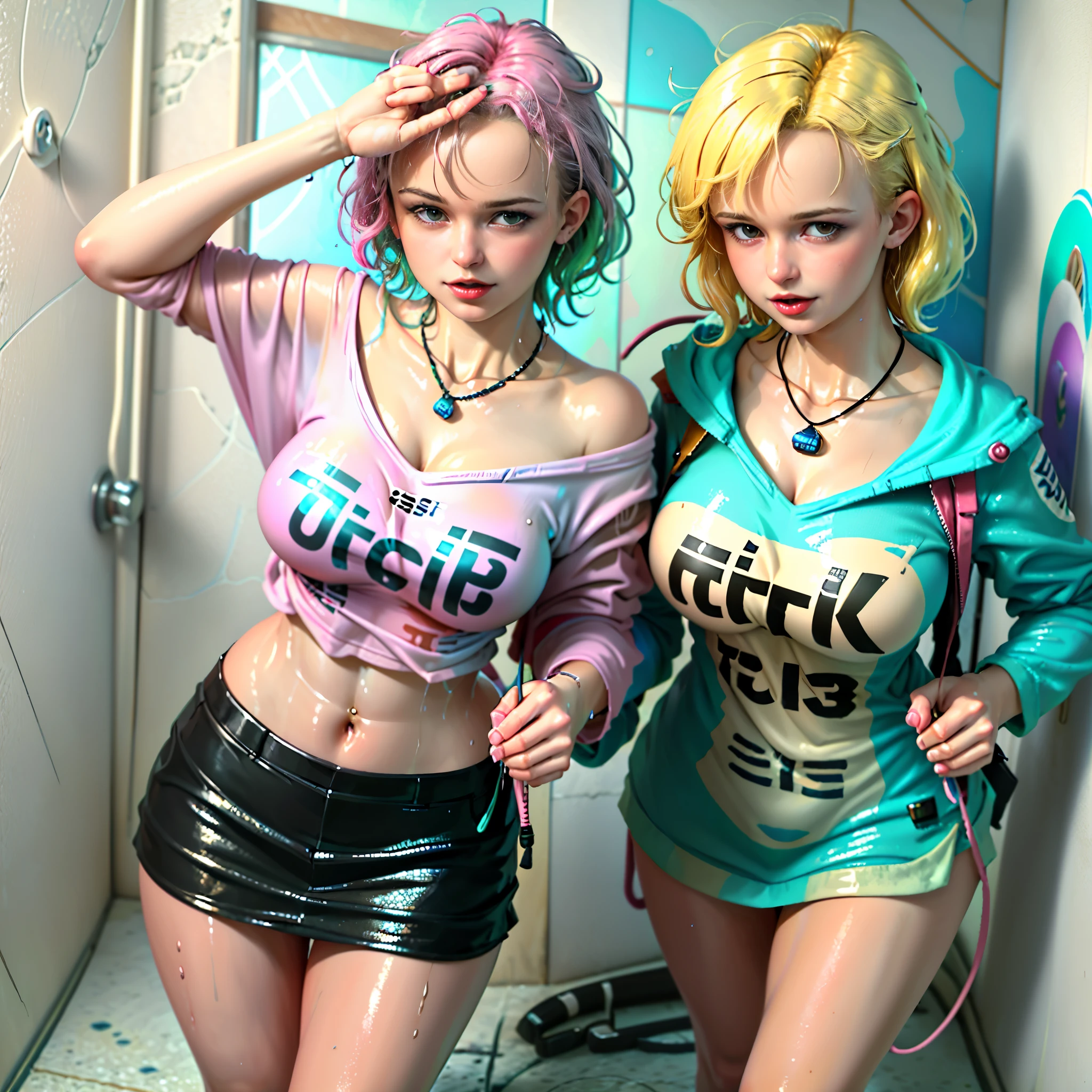 (vulgar),Sex addicted teens,super breast,Sweaty skin,(drooling:1.2),juice from having an orgasm,near fainting,vaginal secretions,Women who are molested,fellatio, cum,making a peace sign,pov,fece up, (sweaty breasts:1.3),lock-up room,crowd