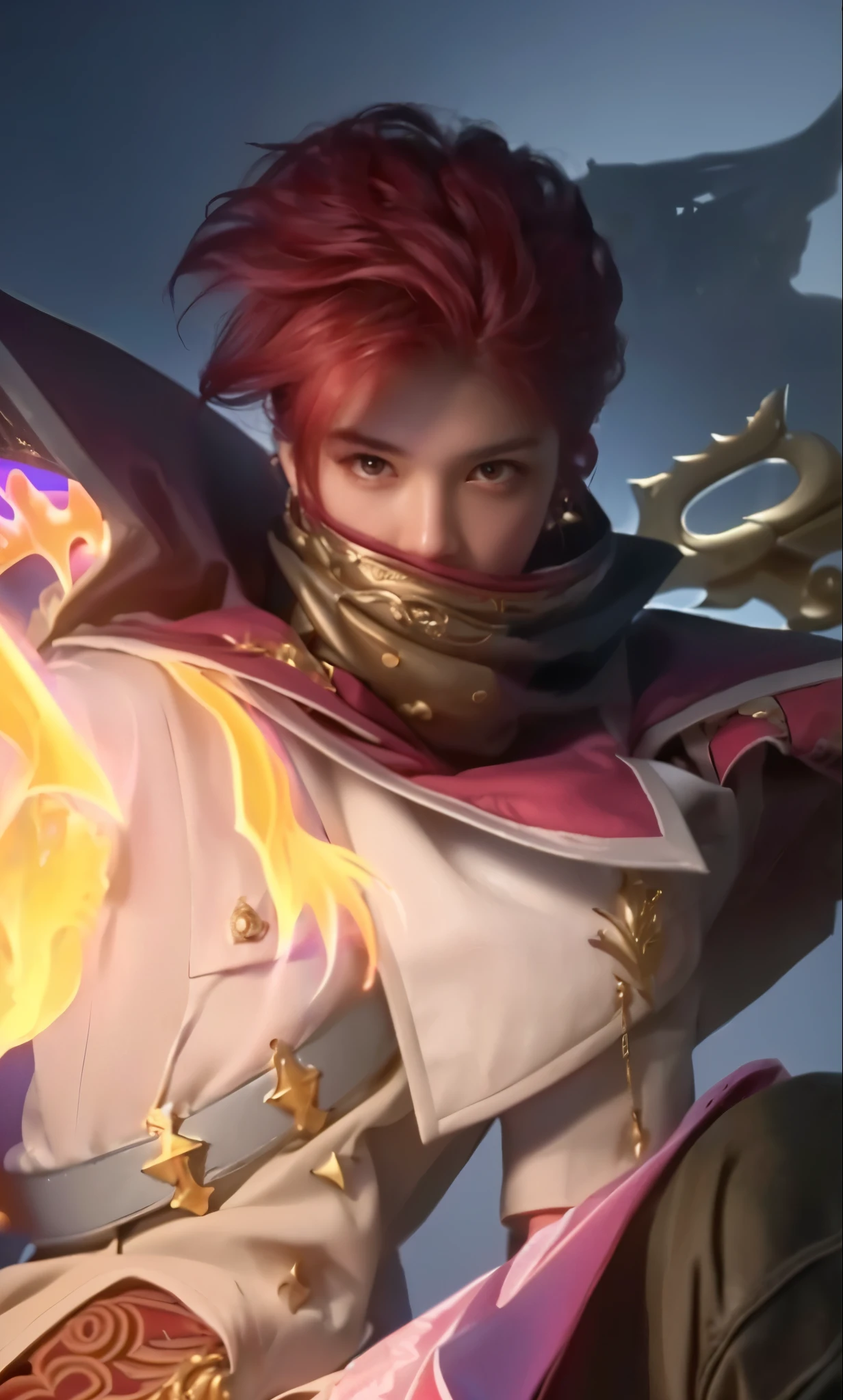 a close up portrait of a young boy with beautiful detailed red hair, beautiful detailed eyes, beautiful detailed nose, extremely detailed face, longeyelashes, (best quality,4k,8k,highres,masterpiece:1.2),ultra-detailed,(realistic,photorealistic,photo-realistic:1.37),HDR,UHD,studio lighting,ultra-fine painting,sharp focus,physically-based rendering,extreme detail description,professional,vivid colors,portrait,cinematic lighting,dramatic lighting,moody lighting