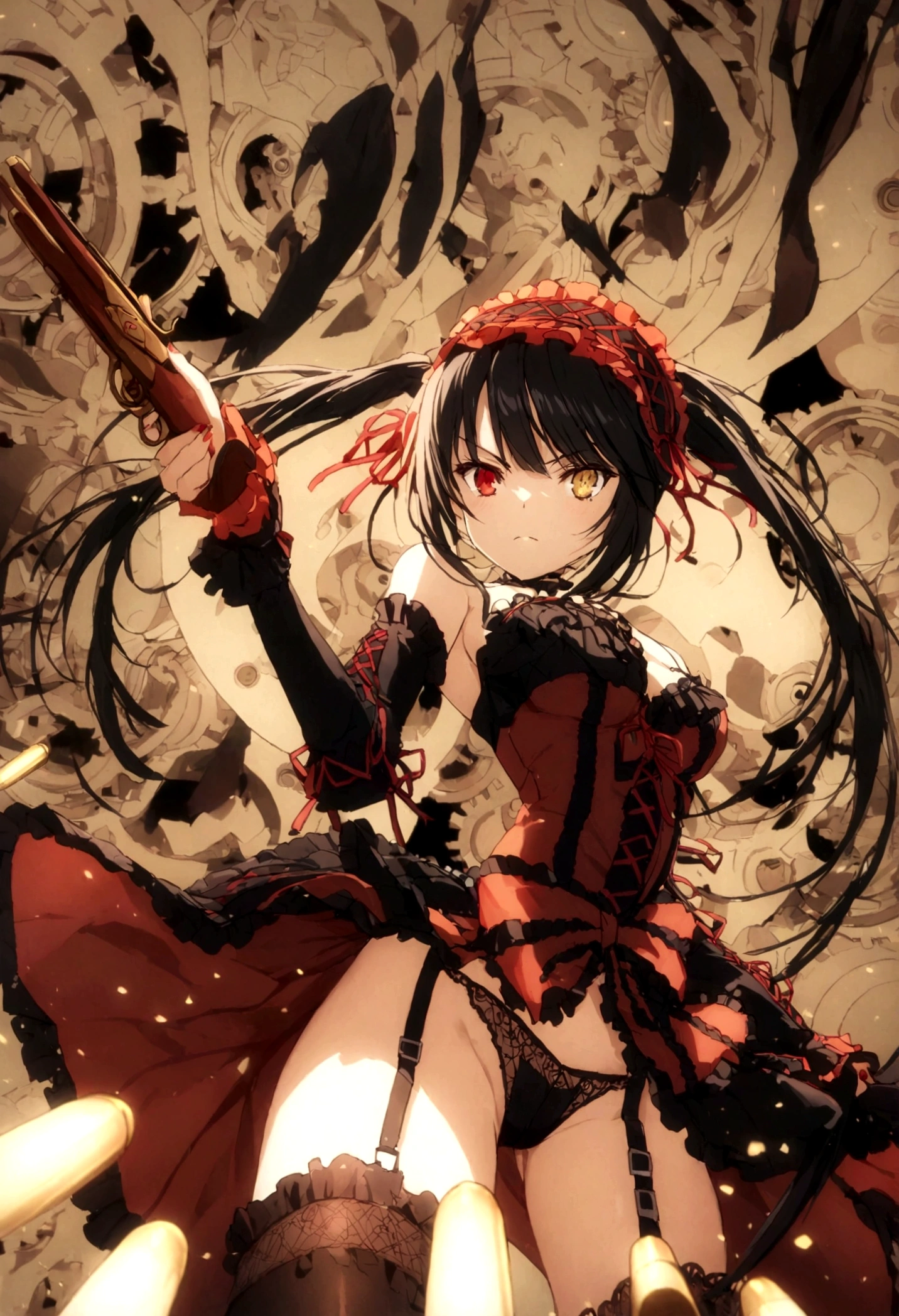 Tokisaki Kurumi, holding guns, bullets